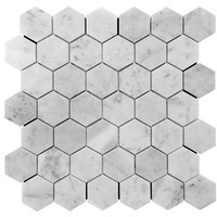 Carrara blanc Bardiglio gris moderne nid d'abeille mosaïque carrelage hexagone carré verre pour salle de bain hôtel intérieur mur intérieur