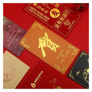 Tùy chỉnh sang trọng vàng dập nổi 2024 rồng Trung Quốc năm mới Phong Bì Màu Đỏ ang Pao gói màu đỏ Hong Bao với tùy chỉnh in logo