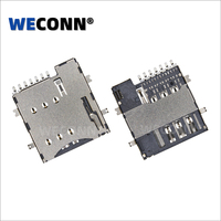 WECONN WL-SIM135-096C 6PIN+1 H=1.85mm Connecteur de carte MICRO SIM Push-Push avec interrupteur de détection, Connecteur SFP personnalisé