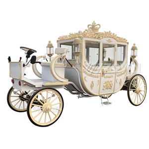 Calèche royale électrique à 4 roues, design orné noir et or, pour parc d'attractions, manoir, visites touristiques, festival - Product Image 4