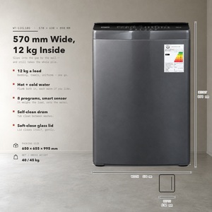 Lave-linge entièrement automatique 12 kg pour usage domestique 500W CE A+ 8 programmes – Idéal pour linge de maison, serviettes, uniformes – Grande capacité pour le quotidien - Product Image 3