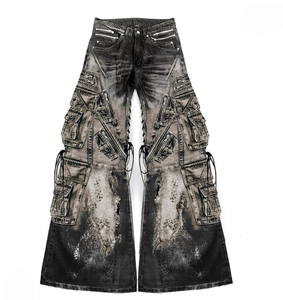 SOONREE Jeans Cargo Extremos para Hombre, Pantalones Vaqueros con Múltiples Cremalleras, Jeans Stacker Desgastados y Rotos, Estilo Urbano, Venta al por Mayor - Product Image 2