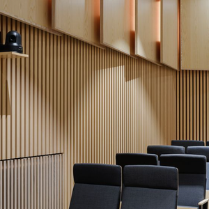AKU Panneaux muraux en <span class=keywords><strong>bois</strong></span> à lamelles acoustiques en noyer naturel rainuré perforé panneau acoustique en chêne fumé en <span class=keywords><strong>laine</strong></span> <span class=keywords><strong>de</strong></span> <span class=keywords><strong>bois</strong></span> - Product Image 2