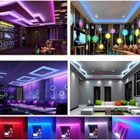 Strip 50led warna-warni, pengontrol suara tubuh tembaga lanskap lanskap warna-warni 3/4/5 warna RGB + putih + putih hangat USB konektivitas dapat disesuaikan 8mm