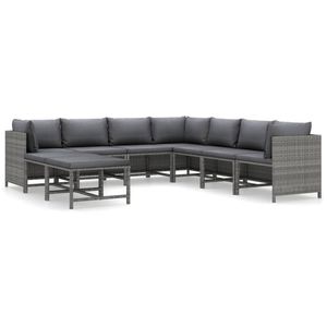 Ensemble de salon de jardin modulaire en rotin gris, 9 pièces, meubles d'extérieur - Product Image 5