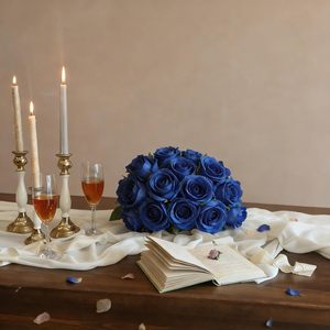 Оптовые синие искусственные шелковые розы для декора на День святого Валентина, свадебного оформления дома и свадебных букетов - Product Image 6