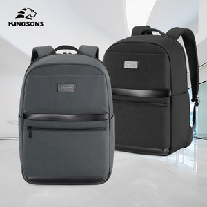 Kingsons Men's Business Backpack Gray And Black Anti-Theft Laptop Bag For Travel With Shoulder Straps Solid Color Splicing - Product Image 1