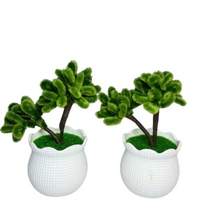 Pipe Cleaner Mini Potted Plant Diy Craft Kit Tulip Persimmon Tree Desktop Ornament Birthday <b>Gift</b> Yarn Material Compact Shape - Product Image 5