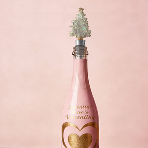 Bouchon de bouteille de vin en métal doré et blanc à paillettes pour arbre de Noël, avec design réutilisable pour les fêtes - Product Image 3