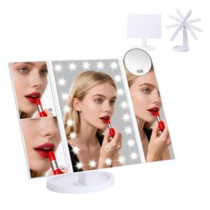 0728 Rechargeable <b>Foldable</b> <b>Mirror</b> Smart Touch Control Makeup Led Cosmetic for Travel Outdoor Daily Beauty Dressing Use - Product Image 4