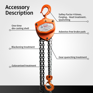Alat Angkat Rantai Baja Manual Orange 2 Hooks 1T dengan Rantai Galvanis G80 - Product Image 3