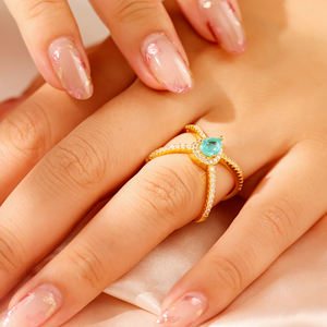 Wholesale Price Romantic Rose Pink Fusion Gold Plated Brass Cross <strong>Ring</strong> Cz Cross <strong>X</strong> <strong>Ring</strong> for Women - Product Image 6