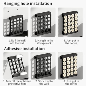 Soporte de pared para 16 cápsulas de café - Instalación dual (con clavos y adhesivo), almacenamiento que ahorra espacio para cápsulas Nescafé <span class=keywords><strong>Dolce</strong></span> <span class=keywords><strong>Gusto</strong></span> - Product Image 6