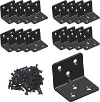 Support d'angle en métal robuste en forme de L, support mural en acier inoxydable noir à angle droit pour la fixation de meubles