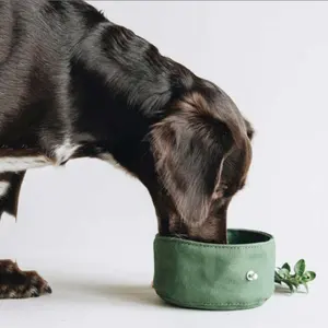 Kandang Anjing Lipat Portabel Anjing dan Hewan Peliharaan, Wadah Makan Anjing Portabel, Tas Makanan Pita untuk Anjing, Kucing, Mangkuk Air Kanvas, Wadah Hewan Peliharaan