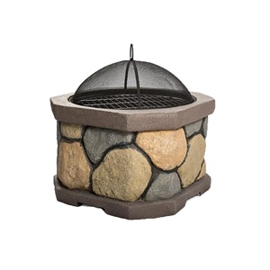 21 "inch Octagon đá tự nhiên nhìn firepit magiê Oxit hố lửa với giá than - Product Image 1