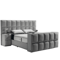 Cadre de lit moderne en velours rembourré, écologique, avec rangement, élévateur TV et tête de lit, pour lits Queen et King, meubles de chambre en bois