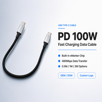 Cable de Datos USB Tipo-C/C PD100W de 6 Núcleos con Revestimiento de Nailon para Carga Rápida de Teléfonos Móviles, Tabletas, Laptops, Cámaras y Cargadores de Auto
