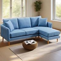 Canapé d'angle en tissu avec ottoman pour appartement, salon, décoration, mobilier
