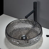 Lavabo en verre trempé transparent de haute qualité, coloré, pour hôtels, à poser sur comptoir
