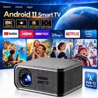Projecteur 8K DVB-T2 TV numérique HD natif 1080P Android avec mise au point automatique et haut-parleurs HiFi, projecteur de cinéma maison professionnel