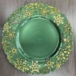 Platos de Cristal de Alta Calidad con Diseño Navideño Verde, para Bodas y Decoración del Hogar, Técnica de Grabado - Product Image 2