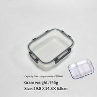 Boîte à lunch pour micro-ondes, boîte de conservation en verre borosilicate haute résistance, bol de conservation avec couvercle à clipser, boîte à lunch bento
