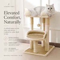 Arbre à chat en sisal à 2 niveaux pour intérieur, avec poteaux à gratter, perchoir en peluche, condo et centre d'activités interactif