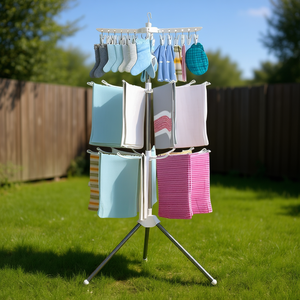 Tendedero Plegable Grande Myrva de Acero Inoxidable, Tendedero Vertical de Tres Niveles para Balcón y Almacenamiento de Ropa - Product Image 2