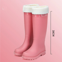 Bottes de pluie rouges tendance pour femmes, bottes de pluie d'hiver avec doublure en fourrure