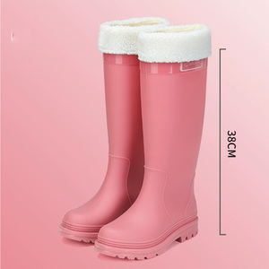 Phong Cách Đa Màu Sắc PVC Xu Hướng Thời Trang Bông Lót Không Thấm Nước Chống Trượt Mùa Đông Over-The-Đầu Gối Ưa Thích Phụ Nữ Của Mưa Khởi Động - Product Image 2