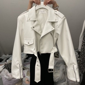 <strong>Women's</strong> PU <strong>Leather</strong> <strong>Jacket</strong> with Zipper Closure Slimming Design for <strong>Petite</strong> <strong>Women</strong> Spring Fashion - Product Image 2