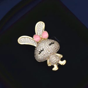 Alloy Cute Rhinestone Rabbit Vintage <b>Brooch</b> Gold Plated Wedding Party Gift Fashion Jewelry with Plating - Product Image 5