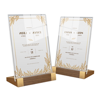 Support de Table Personnalisé en Acrylique avec Base en Bois pour Affiches et Panneaux – Présentoir en A pour Restaurants, Hôtels, Cafés – Affichage de Menus
