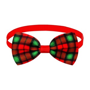 Ensemble de nœuds papillon de Noël pour chien, motif écossais flocon de neige rouge et vert, réglables pour petits chiens, style hiver, décoration mignonne - Product Image 4