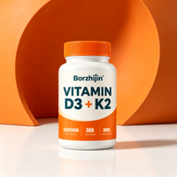 Standartlaştırılmış Vitamin D3 50000 IU K2 Yumuşak Kapsüller Kemik Diş Bağışıklık Sistemi Desteği Bitkisel Takviyeler OEM