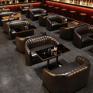 Sillón de Cuero Comercial con Otomana, Elegantes Sillones Reclinables con Mesa Lateral para Vestíbulo de Hotel, KTV, Club, <span class=keywords><strong>Bar</strong></span> de Vinos - Product Image 3