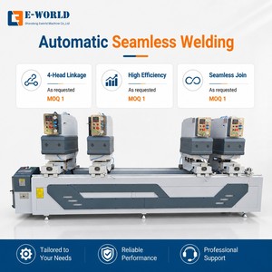 เครื่องเชื่อมแบบไร้รอยต่ออัตโนมัติ E-WORLD 4 หัว ควบคุมด้วย PLC สำหรับเครื่องจักรผลิตประตูหน้าต่างอลูมิเนียม - Product Image 1