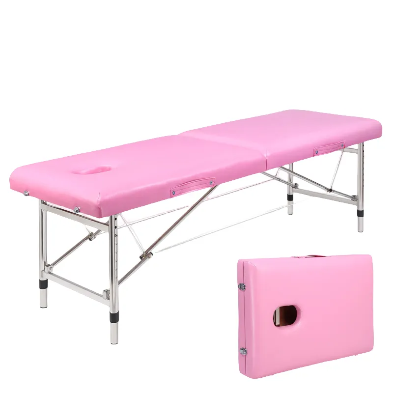 Meja pijat seluruh tubuh, tempat tidur lipat kecantikan logam tinggi dapat disesuaikan