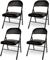 Lot de chaises pliantes en acier noir avec coussin rembourré, portables pour chambre, école et extérieur