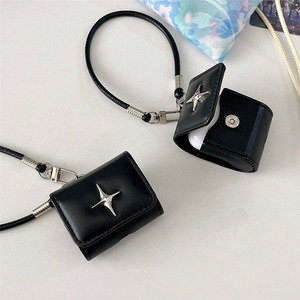 Étui de protection antichoc Zenos Ins Style en cuir noir écologique avec sangle de maintien et décor étoile, anti-perte, pour designers - Product Image 2