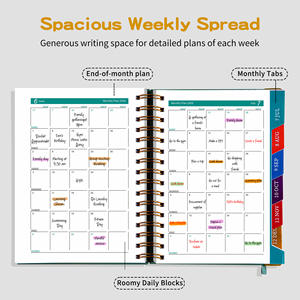 Agenda Personalizable A3 2026 para <span class=keywords><strong>Amazon</strong></span>, con Cubierta de Cuero, Espiral, Planificador Diario, <span class=keywords><strong>Libreta</strong></span> en Inglés, Personalizable para Comercio Transfronterizo - Product Image 2