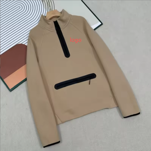 เสื้อสเวตเชิ้ตผู้ชายแบบซิปครึ่งตัว สีพื้น ผ้าเฟรนช์เทอร์รี่ ระบายอากาศได้ดี สวมใส่สบาย คอตั้ง มีกระเป๋า เหมาะสำหรับใส่ในฤดูใบไม้ร่วง - Product Image 3