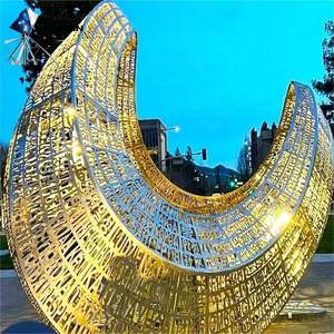 Escultura <span class=keywords><strong>de</strong></span> acero inoxidable iluminada <span class=keywords><strong>de</strong></span> gran tamaño abstracta moderna superficie <span class=keywords><strong>de</strong></span> espejo pulido-arte al aire libre personalizable para plazas <span class=keywords><strong>de</strong></span> ciudad - Product Image 2