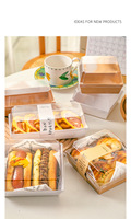 Boîte de pique-nique jetable couvercle transparent emballage en papier Kraft pour gâteau Sandwich Dessert pain à emporter pour la livraison de stockage des aliments