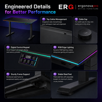 Bureau de jeu électrique extensible en bois RGB, réglable en hauteur, avec gestion des câbles, OEM ODM