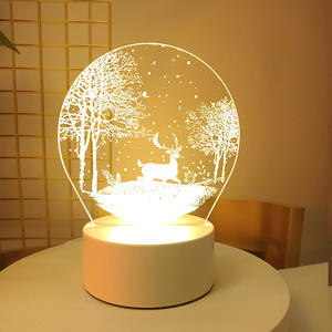 Lampe 3D Cerf Lumineuse, Lampes de Table LED Décoratives, Lampes de Bureau à Recharge Automatique, Cadeau Adorable en Acrylique, Veilleuses LED avec Base en ABS, Décoration Cadeau - Product Image 3