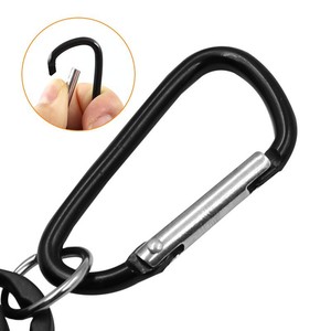 Llavero telescópico con mosquetón, llavero portátil de plástico negro y acero inoxidable para uso en exteriores - Product Image 4