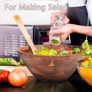 קערת הגשה לסלט, מרק, פירות, דגנים וקטניות, עשויה מעץ במבוק אקולוגי, עמידה וניתנת להתאמה אישית, למסיבות,  נמכרת במהירות. - Product Image 5