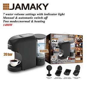 JAMAKY-Cafetera multicápsula profesional, 20 bares con 3 adaptadores y 7 ajustes <span class=keywords><strong>de</strong></span> agua - Product Image 3